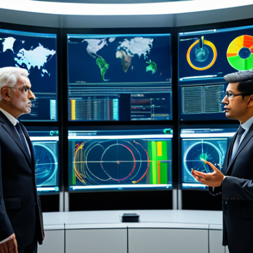 A diverse group of professional scientists and engineers, fully clothed in modest business suits and appropriate attire, engaged in a serious discussion within a futuristic, clean energy control room. Large holographic screens display complex climate data visualizations, abstract diagrams of stratospheric aerosol injection, and intricate schematics of direct air capture facilities. The atmosphere is contemplative, reflecting the profound global dilemma of climate intervention. The subjects exhibit perfect anatomy, correct proportions, and natural poses, with well-formed hands and proper finger count. The scene is well-lit, high-resolution, professional photography, appropriate content, safe for work, family-friendly.