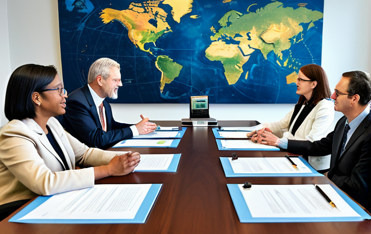 **

"A diverse group of people (scientists, policymakers, citizens) discussing climate engineering policies around a table, fully clothed, appropriate attire, modern conference room setting, safe for work, perfect anatomy, natural proportions, professional, modest, family-friendly, high quality illustration, global cooperation theme, focused on transparency and ethical considerations, well-formed hands, proper finger count."

**