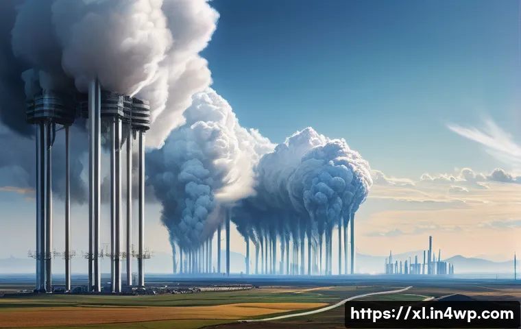 기후 엔지니어링의 윤리적 의사결정 모델 - **Prompt 1: "A futuristic landscape showcasing large-scale climate engineering technologies. In the ...