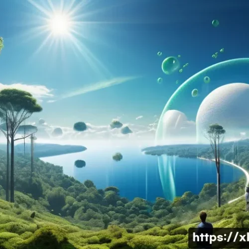 Home 33 기후 엔지니어링 과학과 윤리의 경계 - A futuristic landscape depicting solar radiation management technology in action: a vast sky filled ...